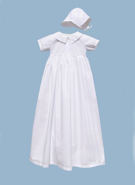 Cross Embroidered Boys Gown - Smocked Bebe