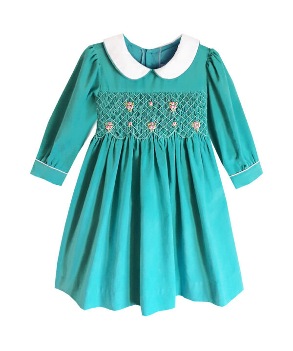 Hand smocked Peter Pan Cordurpy Dress by FantaisieKids