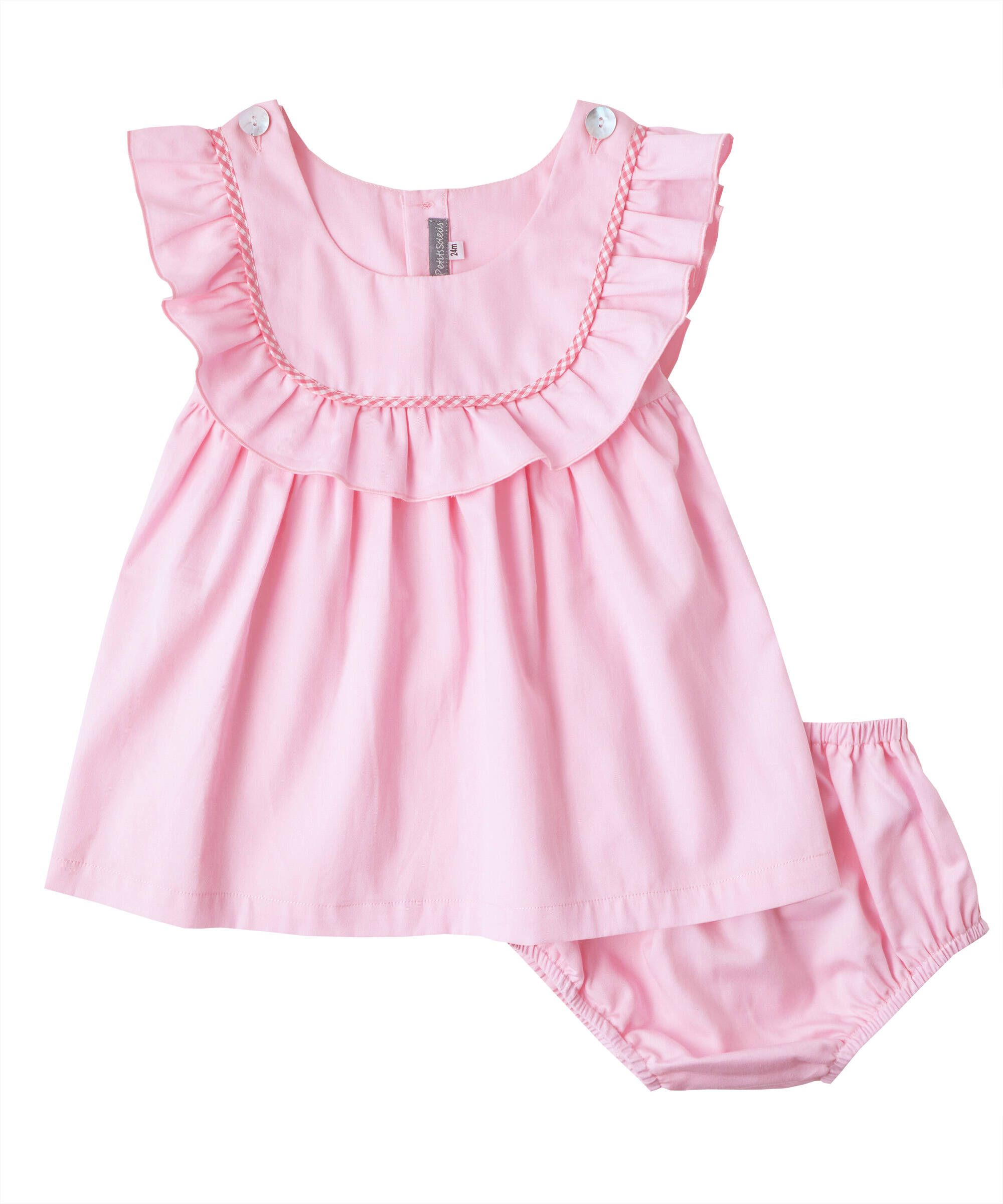 Pink Ruffle Bib Collar & Bloomers - Smocked Bebe