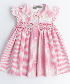 NWT Lulu BeBe Ice Cream Smocked factory Embroidered Gingham Girls Tie Dress Seersucker 5